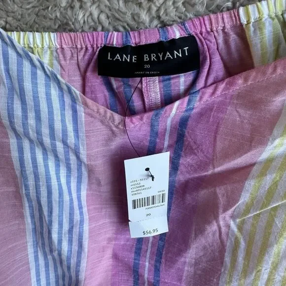 Lane Bryant Crop Drawstring Tank Rebecca Stripe Multicolor Size 20 (XXL) Plus - Picture 9 of 13